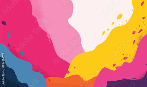 Abstrakcyjne, kolorowe tło z plamami farby w stylu akwareli, dynamiczna kompozycja wektorowa dla projektów graficznych.