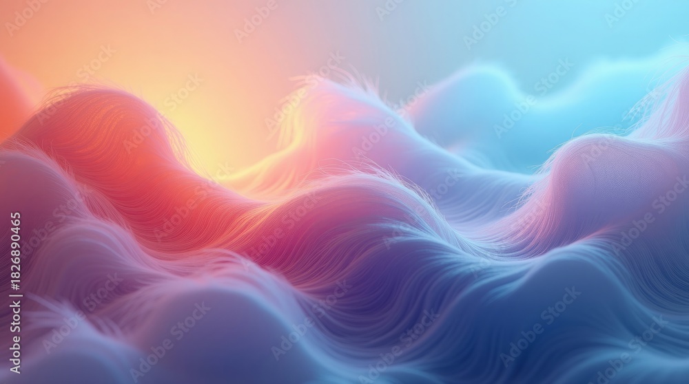 Obraz premium Flowing pastel waves with soft light abstract background