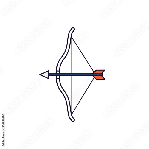 A drawn bow with an arrow nocked vector