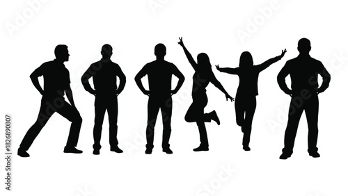 Diverse group silhouette isolated on white background, Vector
