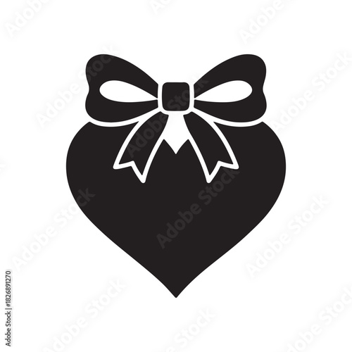Charming Heart with a Bow A Symbol of Affection and Celebration in Elegant Silhouette