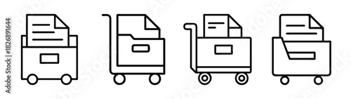 Document trolley vector illustration for office supplies, file storage, and moving paperwork easily with wheels