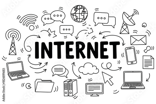 Internet connectivity and digital communication illustrated concept