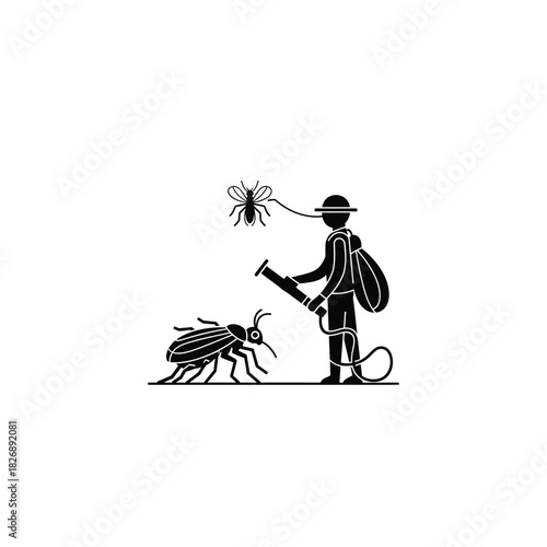 Entomologist or Bug Hunter Illustration vector
