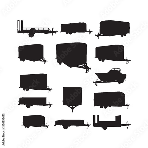 Mixed Utility Cargo Trailer Silhouette Set