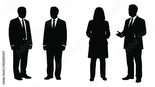 Business professionals silhouettes isolated on white background, Vector