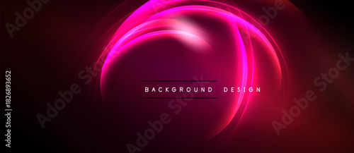 Abstract pink neon glow. Circular layers create dynamic visual effect. Dark background emphasizes bright illumination, modern design element.