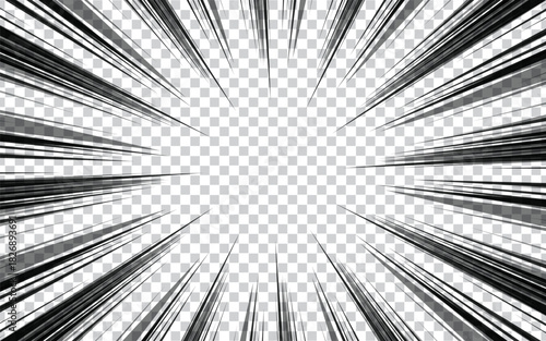 Black and white style concentration line material for manga comic books.