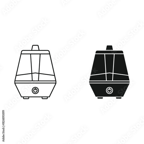 Modern humidifier line art and silhouette isolated on white background