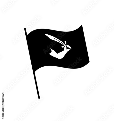 Pirate flag on flagpole