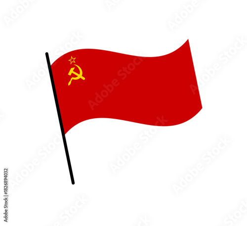 Flag of Soviet Union or USSR on flagpole