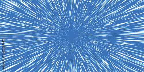 푸른색 배경에 빛줄기가 뻗어나가는 추상적인 동적 효과 벡터