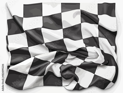결승선 체커보드 깃발이 바람에 펄럭이며 경주 완료를 상징하는 벡터 이미지