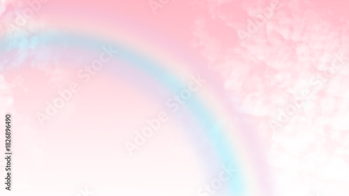 Pink pastel sky white fluffy cloud. Valentine, Love, Romance, Sweet cloudscape sky background. Cosmetic environment,