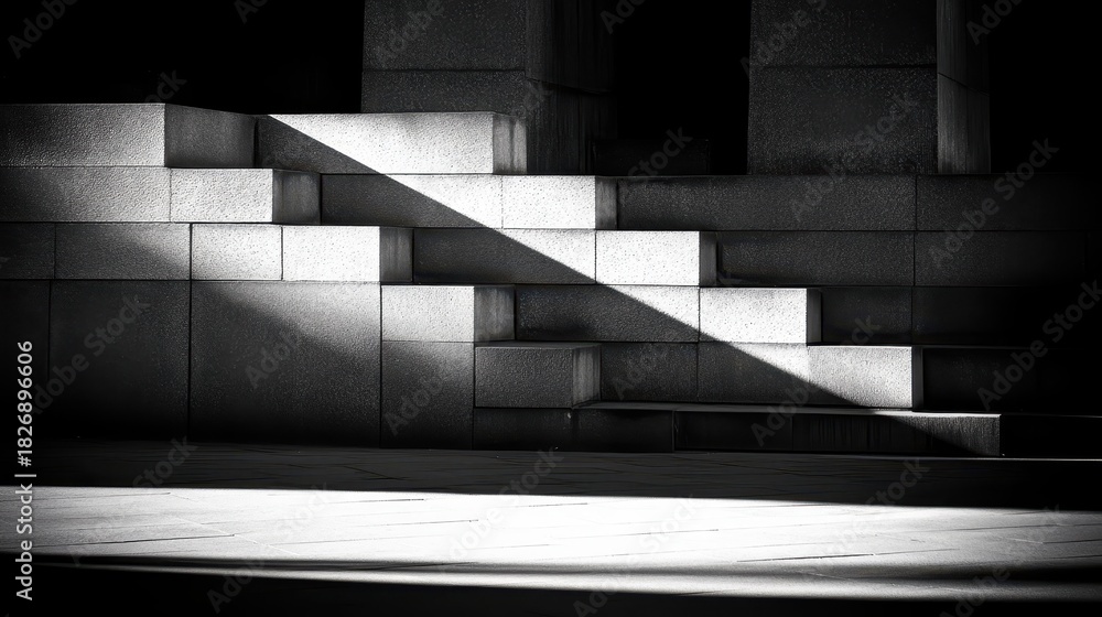 Fototapeta premium Geometric Concrete Blocks with Shadow and Light Composition