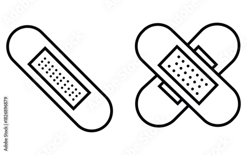 Bandage plaster icons set adhesive medical tape illustration on white background