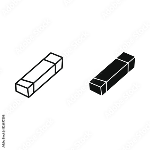 Two rectangular erasers one outline and one solid black