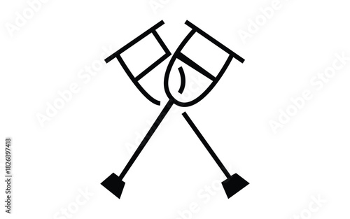 Crossed crutches health vector illustration support medical equipment symbol