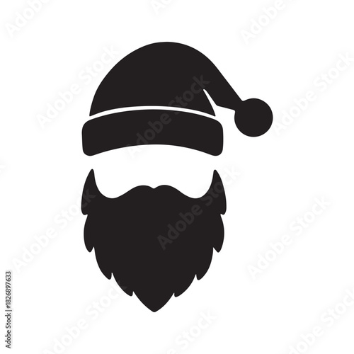 Festive Santa Claus Silhouette Christmas Icon with Hat and Beard, Holiday Illustration, Festive Design