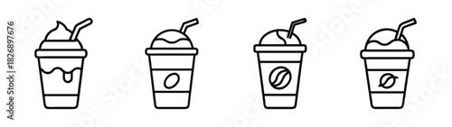 Frappe coffee iced drinks vector illustration for cafe menu design and summer beverage concepts