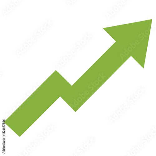 Green arrow up on white background symbol of business success and financial growth concept design vector illustration