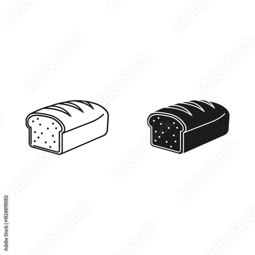 Two loaves of bread one outline and one solid black illustration