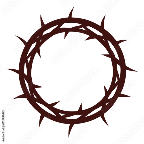 Crown of thorns vector art illustration design, a golden laurel wreath frame element