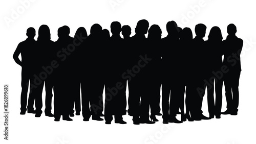 Group of diverse people silhouettes isolated on white background, Vector