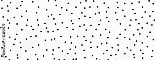 Padrão abstrato de pontos pretos aleatórios sobre fundo branco, vetor minimalista para design gráfico.
