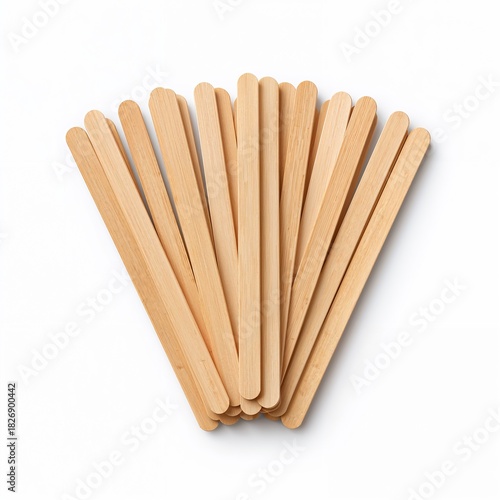 Wooden coffee stirrer sticks fanned out for drinks or crafts