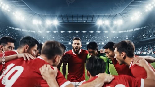 Soccer Team Huddle Motivational Speech Before Game.