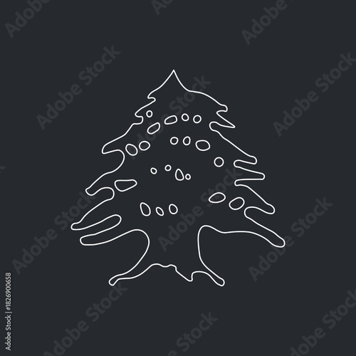 Lebanese Cedar Tree transparent outline white emblem. Lebanon flag element