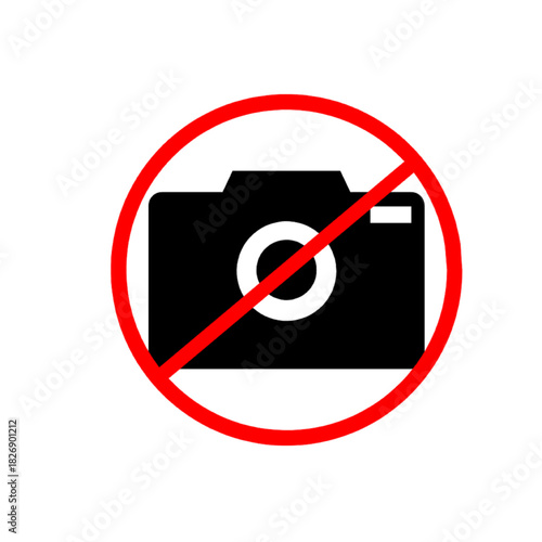 No Photography Icon With Red Prohibition Symbol