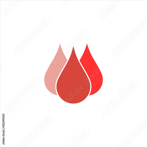 Three Blood Drop Shapes Logo in Shades of Red and Pink