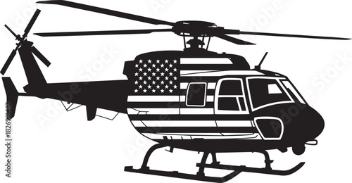 Helicopter with american flag symbol of freedom aviation vehicle usa patriotic