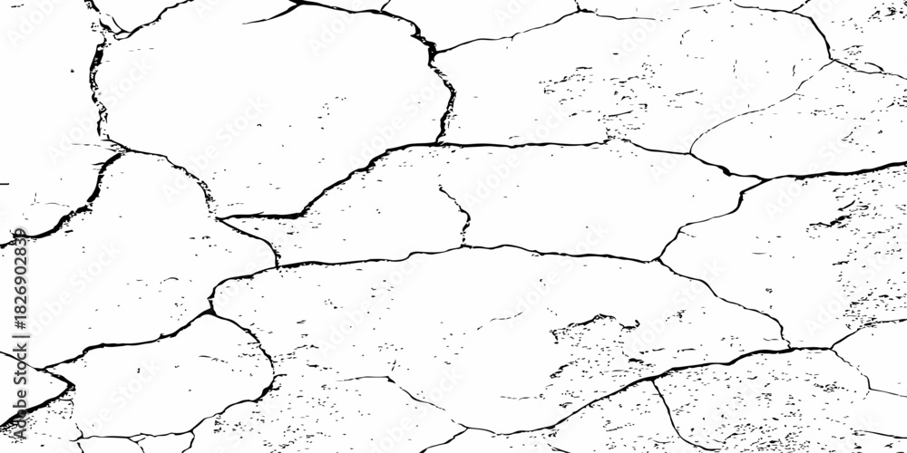 Obraz premium black and white dust and cracked concrete wall Texture pattern design element white background. 