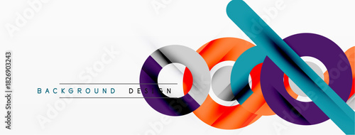 Abstract colorful design. Modern shapes overlap, creating dynamic visual effect. White background enhances vibrant hues.