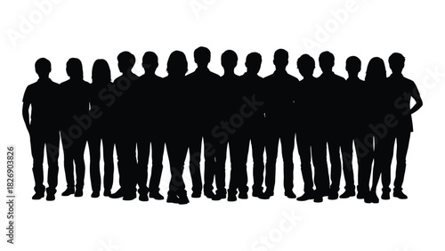 Diverse group of people silhouettes isolated on white background, Vector