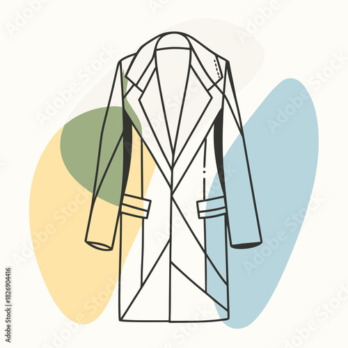 Minimalist line art illustration of a classic trench coat