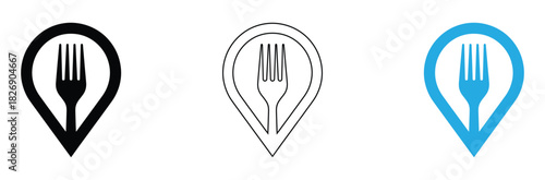 Find delicious food nearby restaurants and cafes with a modern map pin icon design for easy navigation and local food discovery on mobile
