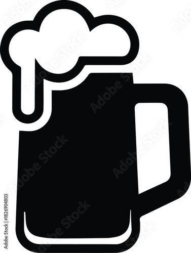 Minimalist black beer mug beverage silhouette vector icon