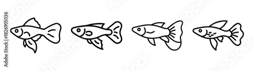 Drawing of goldfish vector illustration, cute fish clip art, aquarium fish, pet fish drawing