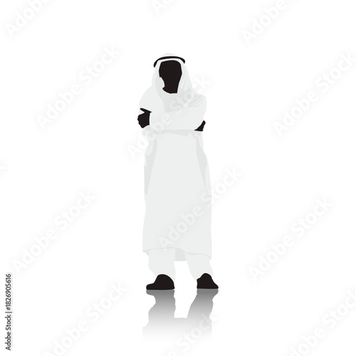 Arabian Attire Silhouette: A minimalist depiction of a figure in traditional Arabian attire, conveying simplicity, culture, and elegance.