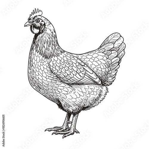 Detailed Hand-drawn Chicken Sketch