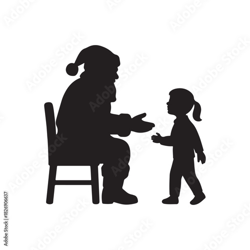 A Visit with Santa Silhouette of a Child Meeting Santa Claus in a Festive Encounter
