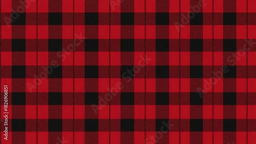 Red and black checkered plaid pattern fabric design