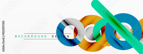 Abstract colorful ribbons create dynamic design. White background provides clean visual space. Modern aesthetic, simple composition.