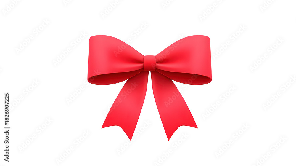 Fototapeta premium Red ribbon bow decorative isolated on transparent background used for gift wrapping festive celebration cheerful elegant suitable for holiday party or event decoration