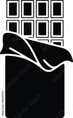 Minimalist black chocolate bar dessert silhouette vector icon