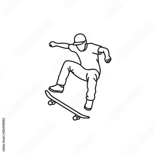 "Skateboarder Performing Freestyle Action Trick"